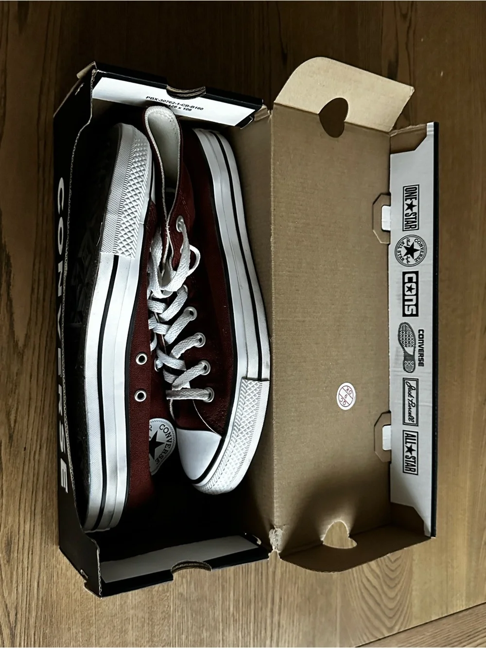 Converse High-Top Sneakers in Burgundy and White